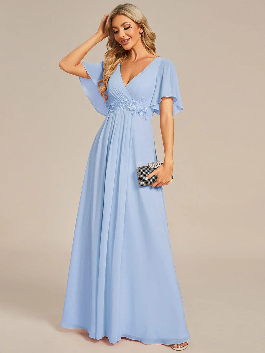 ever IVYROSE | Chiffon Applique Mother of the Bride Dress with Flutter Sleeves - Image 177