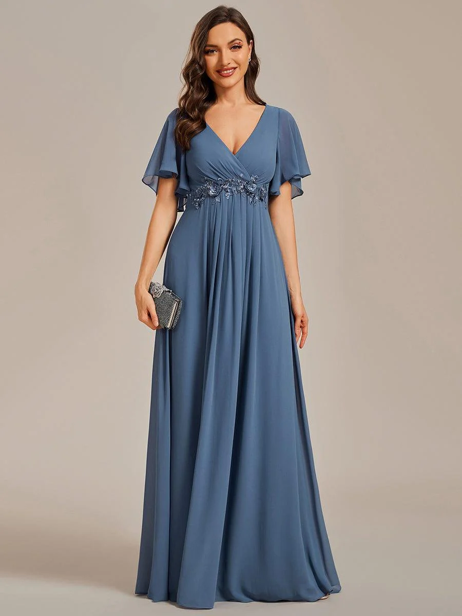 ever IVYROSE | Chiffon Applique Mother of the Bride Dress with Flutter Sleeves - Image 19