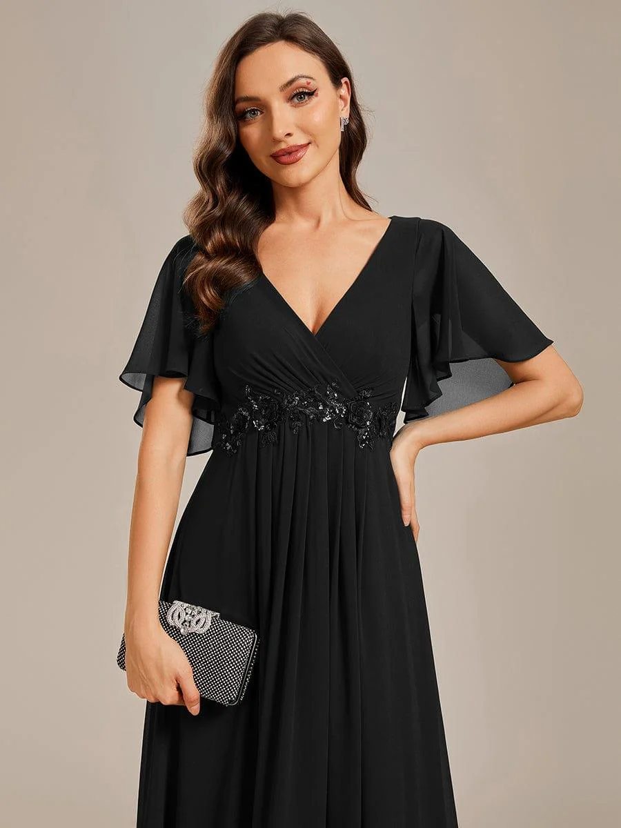 ever IVYROSE | Chiffon Applique Mother of the Bride Dress with Flutter Sleeves - Image 26