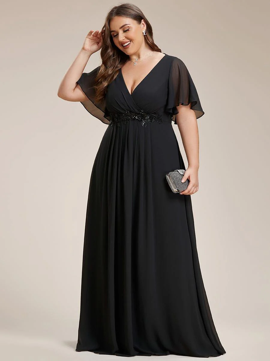 ever IVYROSE | Chiffon Applique Mother of the Bride Dress with Flutter Sleeves - Image 33