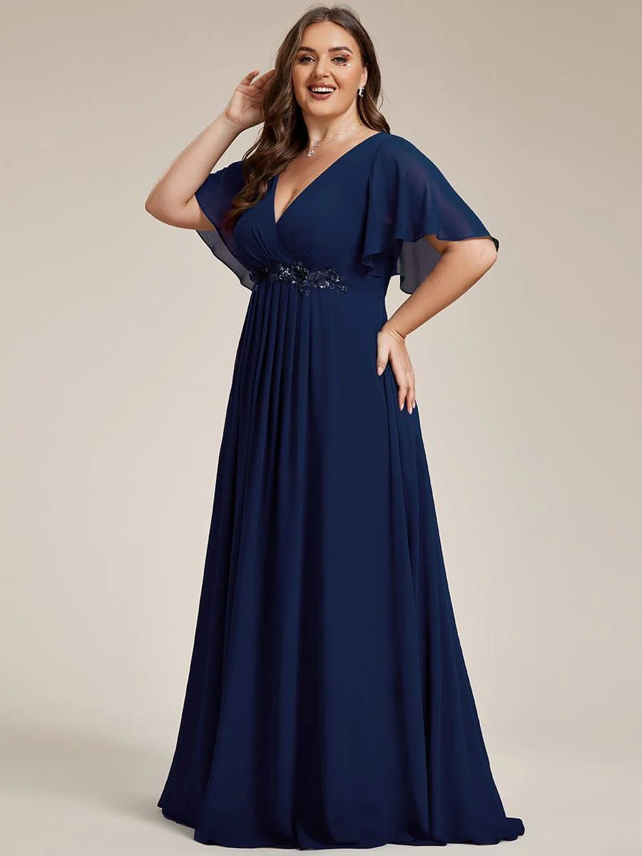 ever IVYROSE | Chiffon Applique Mother of the Bride Dress with Flutter Sleeves - Image 50