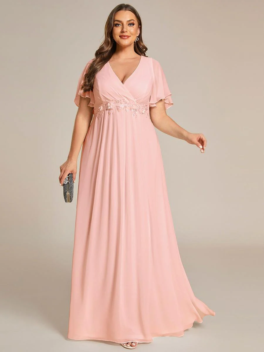 ever IVYROSE | Chiffon Applique Mother of the Bride Dress with Flutter Sleeves - Image 56