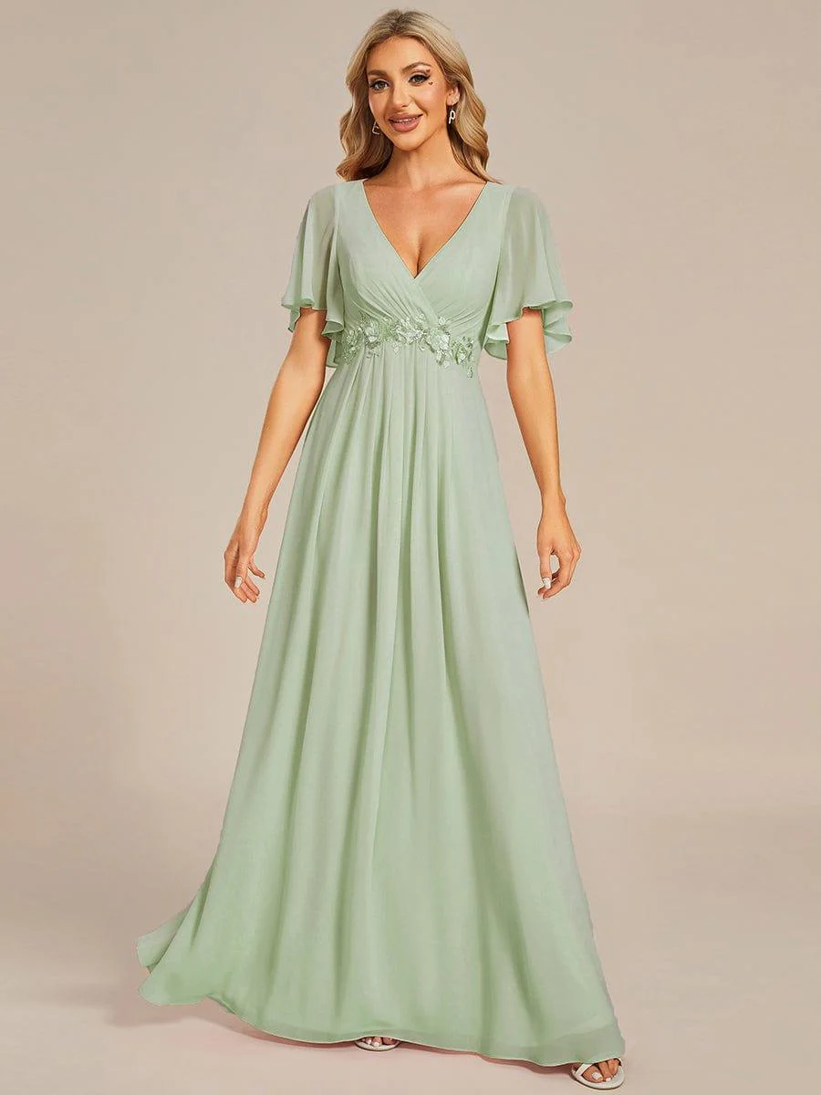 ever IVYROSE | Chiffon Applique Mother of the Bride Dress with Flutter Sleeves - Image 78