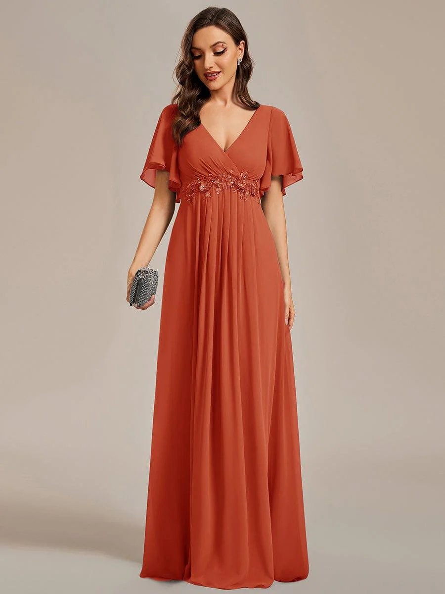 ever IVYROSE | Chiffon Applique Mother of the Bride Dress with Flutter Sleeves - Image 86