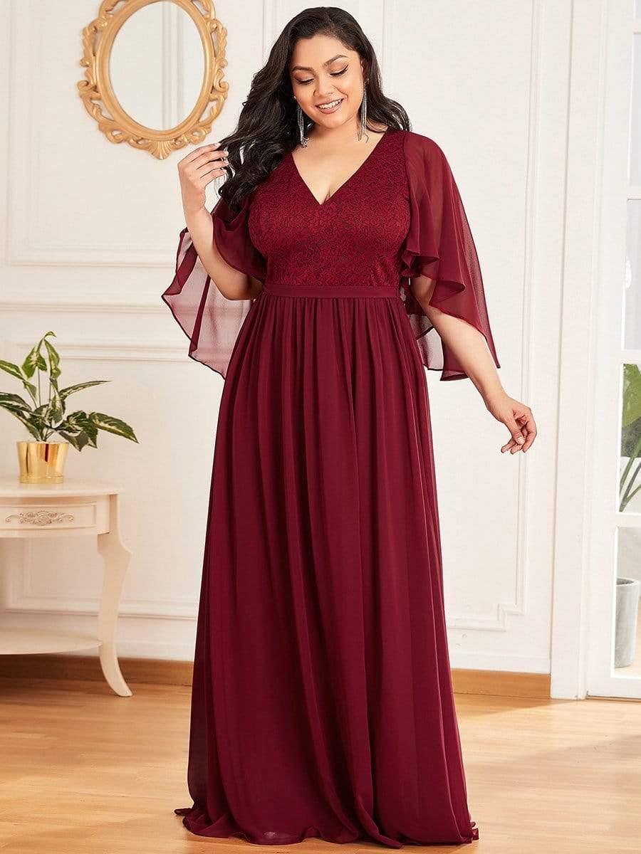 Elegant Deep V Neck Chiffon Maxi Evening Dress - Image 15