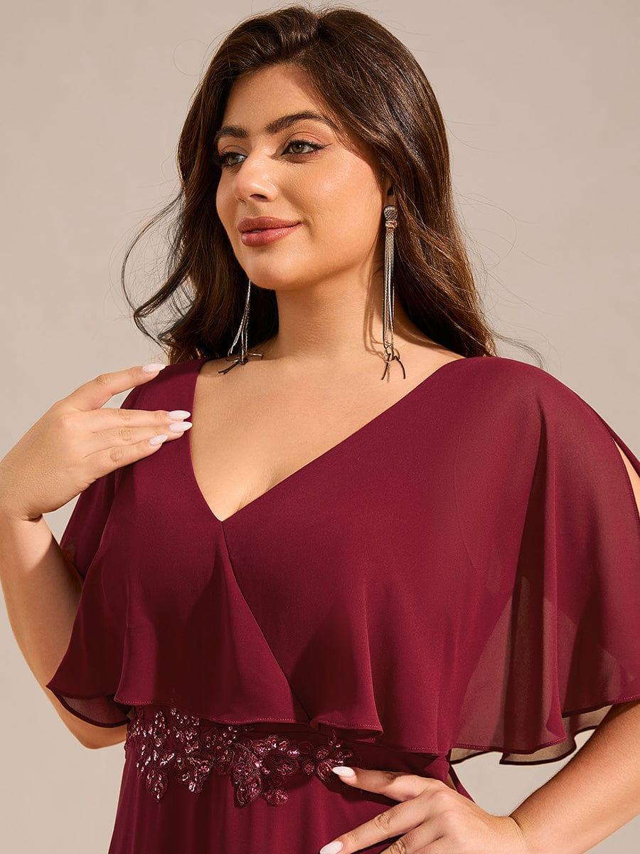 pretty MAXINE|Elegant Plus Size Bat-Wing Sleeves Chiffon Maxi Evening Dress - Image 3