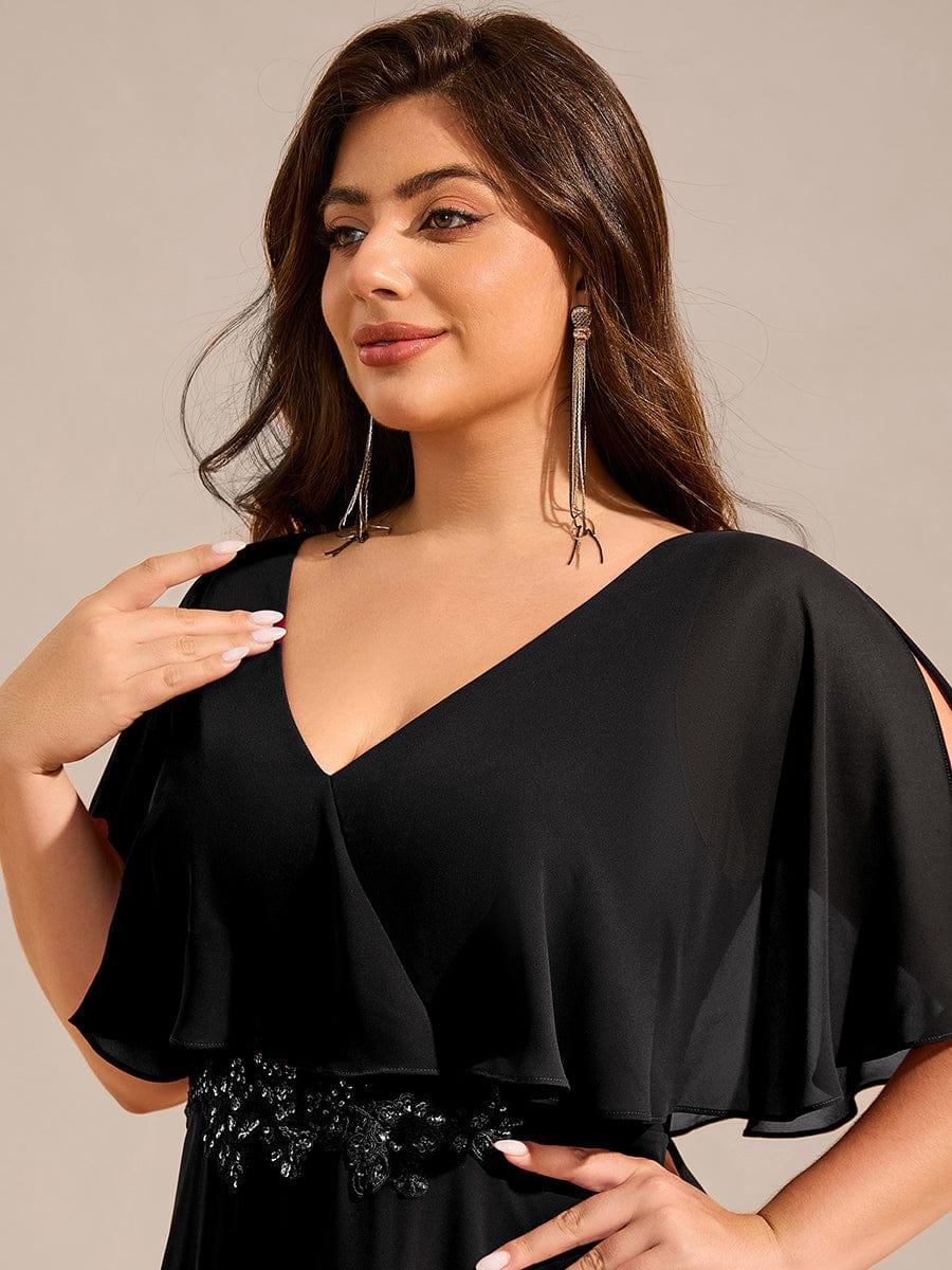 pretty MAXINE|Elegant Plus Size Bat-Wing Sleeves Chiffon Maxi Evening Dress - Image 8