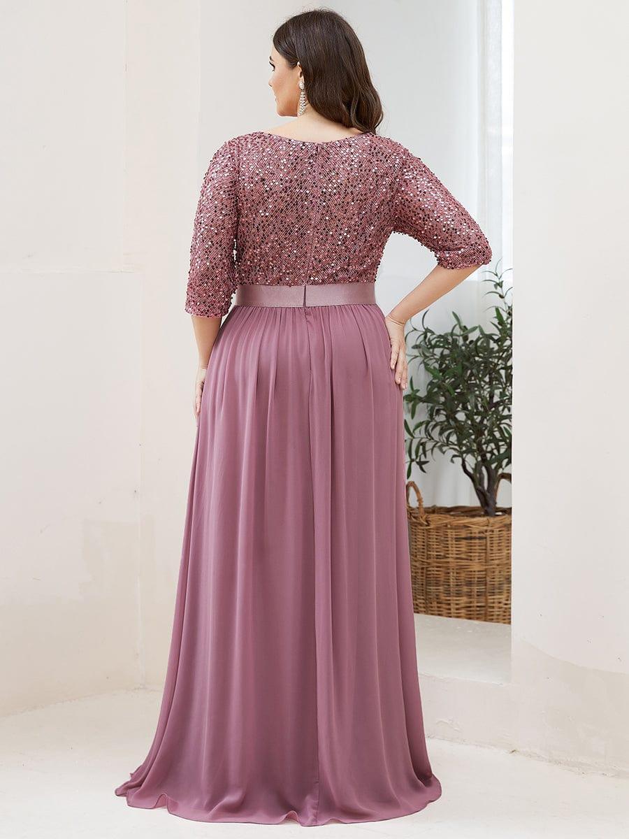ever FLORENCE|Elegant Round Neckline 3/4 Sleeve Sequins Patchwork Evening Dress - Image 40