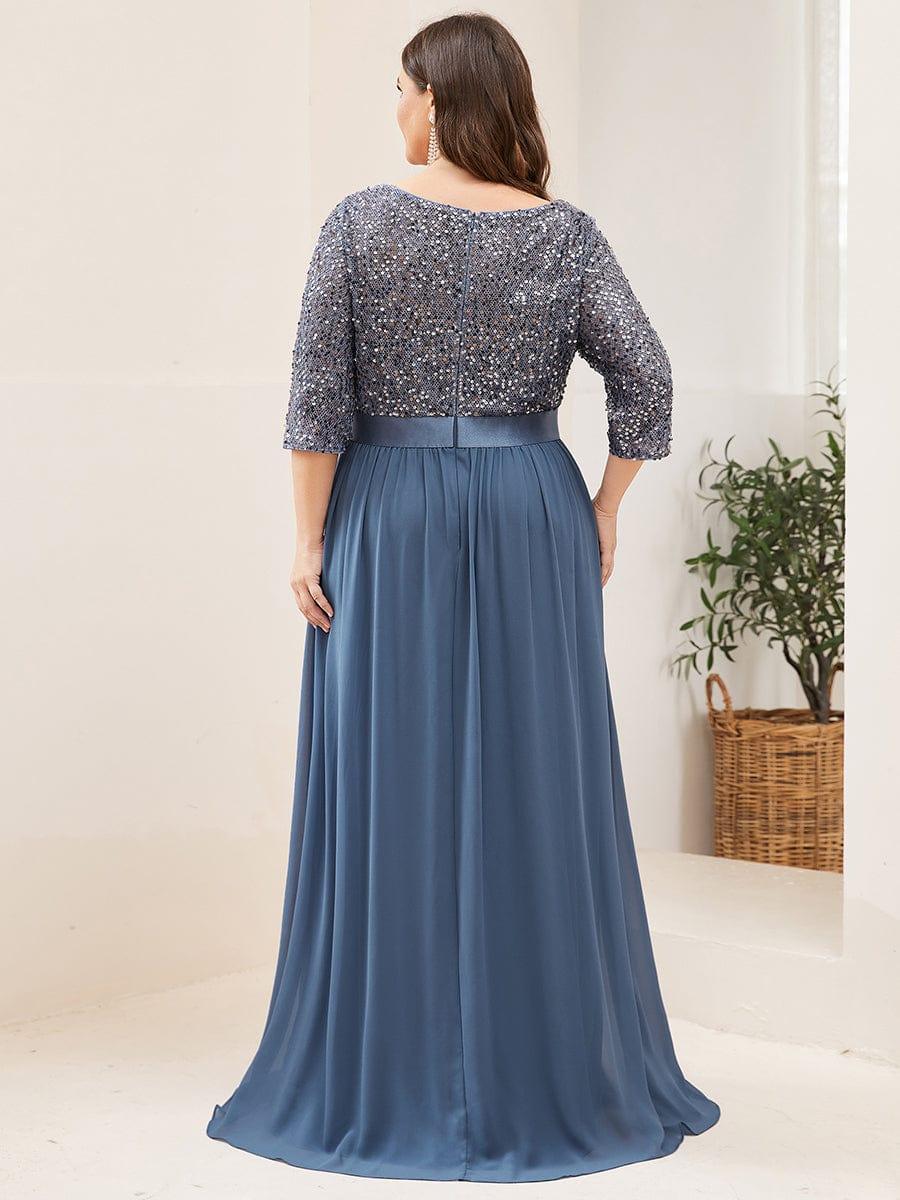 ever FLORENCE|Elegant Round Neckline 3/4 Sleeve Sequins Patchwork Evening Dress - Image 57