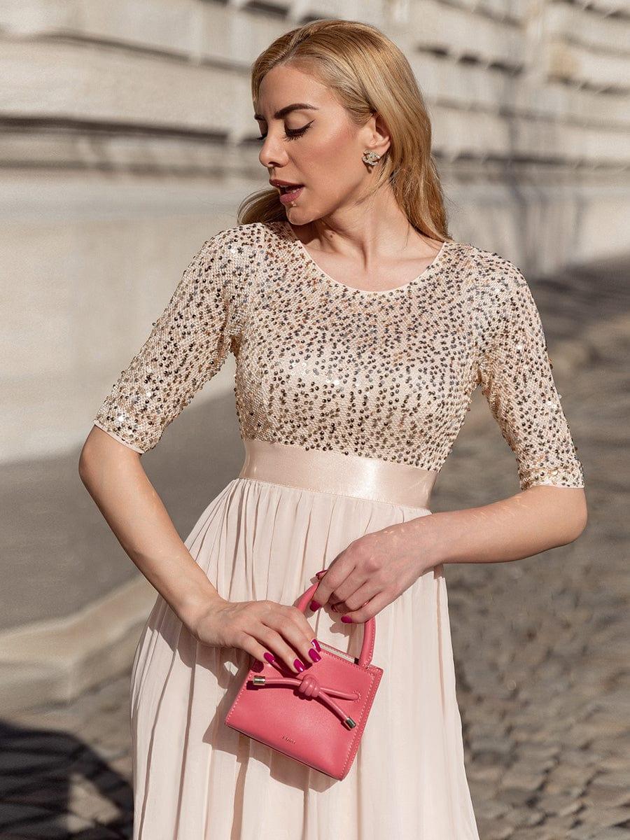 ever FLORENCE|Elegant Round Neckline 3/4 Sleeve Sequins Patchwork Evening Dress - Image 61