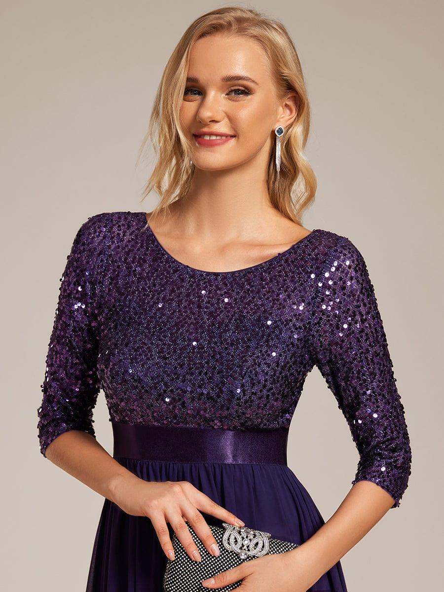 ever FLORENCE|Elegant Round Neckline 3/4 Sleeve Sequins Patchwork Evening Dress - Image 69
