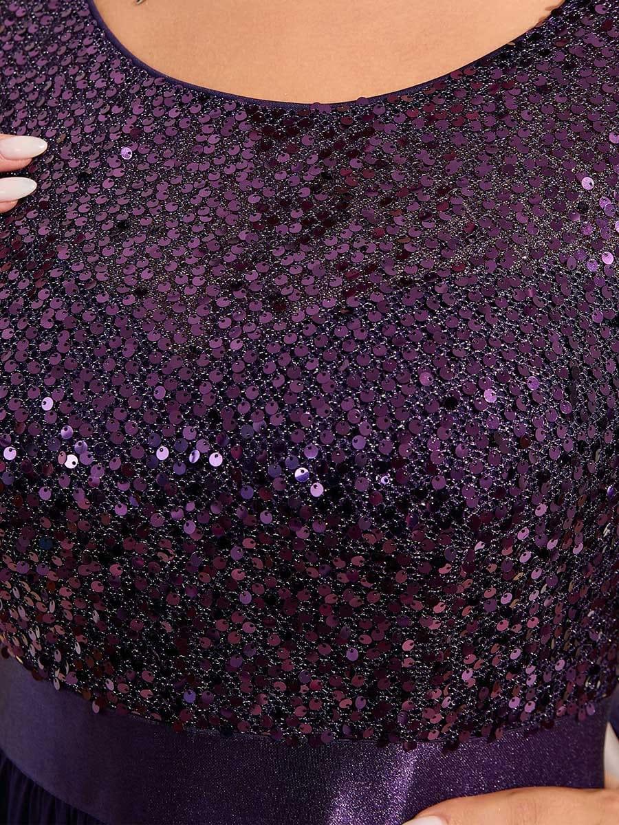 ever FLORENCE|Elegant Round Neckline 3/4 Sleeve Sequins Patchwork Evening Dress - Image 74