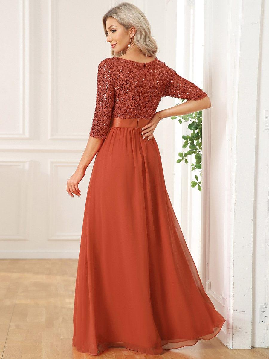 ever FLORENCE|Elegant Round Neckline 3/4 Sleeve Sequins Patchwork Evening Dress - Image 76