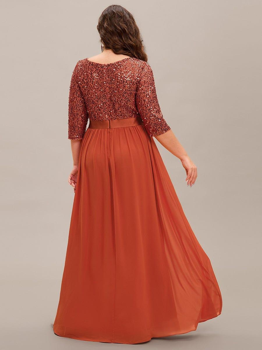 ever FLORENCE|Elegant Round Neckline 3/4 Sleeve Sequins Patchwork Evening Dress - Image 81