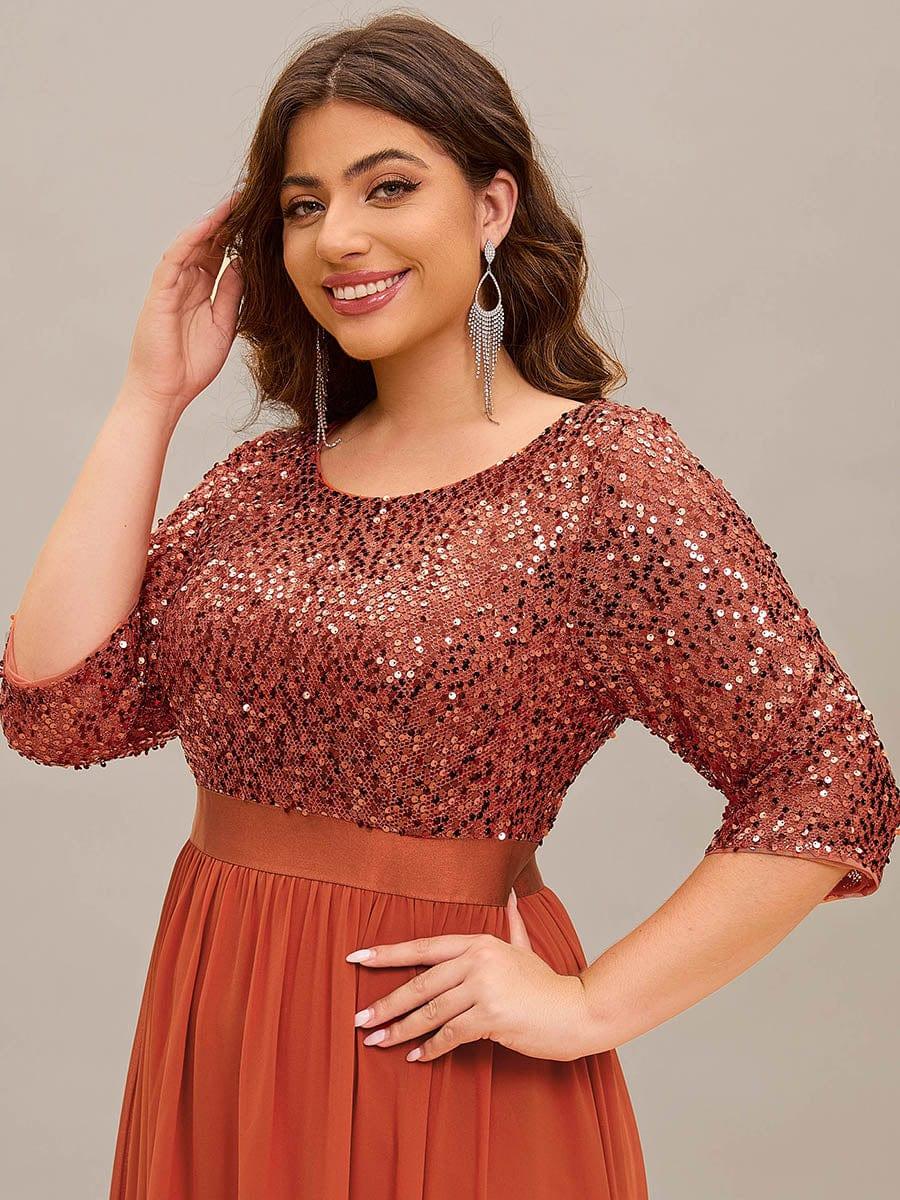 ever FLORENCE|Elegant Round Neckline 3/4 Sleeve Sequins Patchwork Evening Dress - Image 82