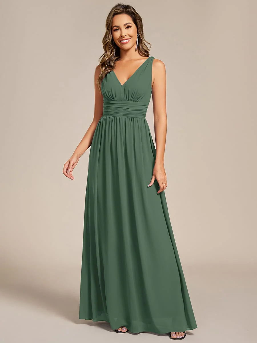 ever HUSH|Elegant Sleeveless V-Neck Maxi Chiffon Bridesmaid Dress - Image 101