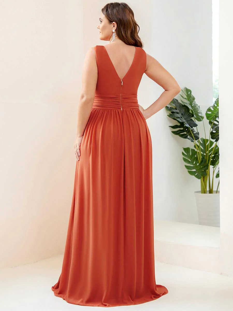 ever HUSH|Elegant Sleeveless V-Neck Maxi Chiffon Bridesmaid Dress - Image 23