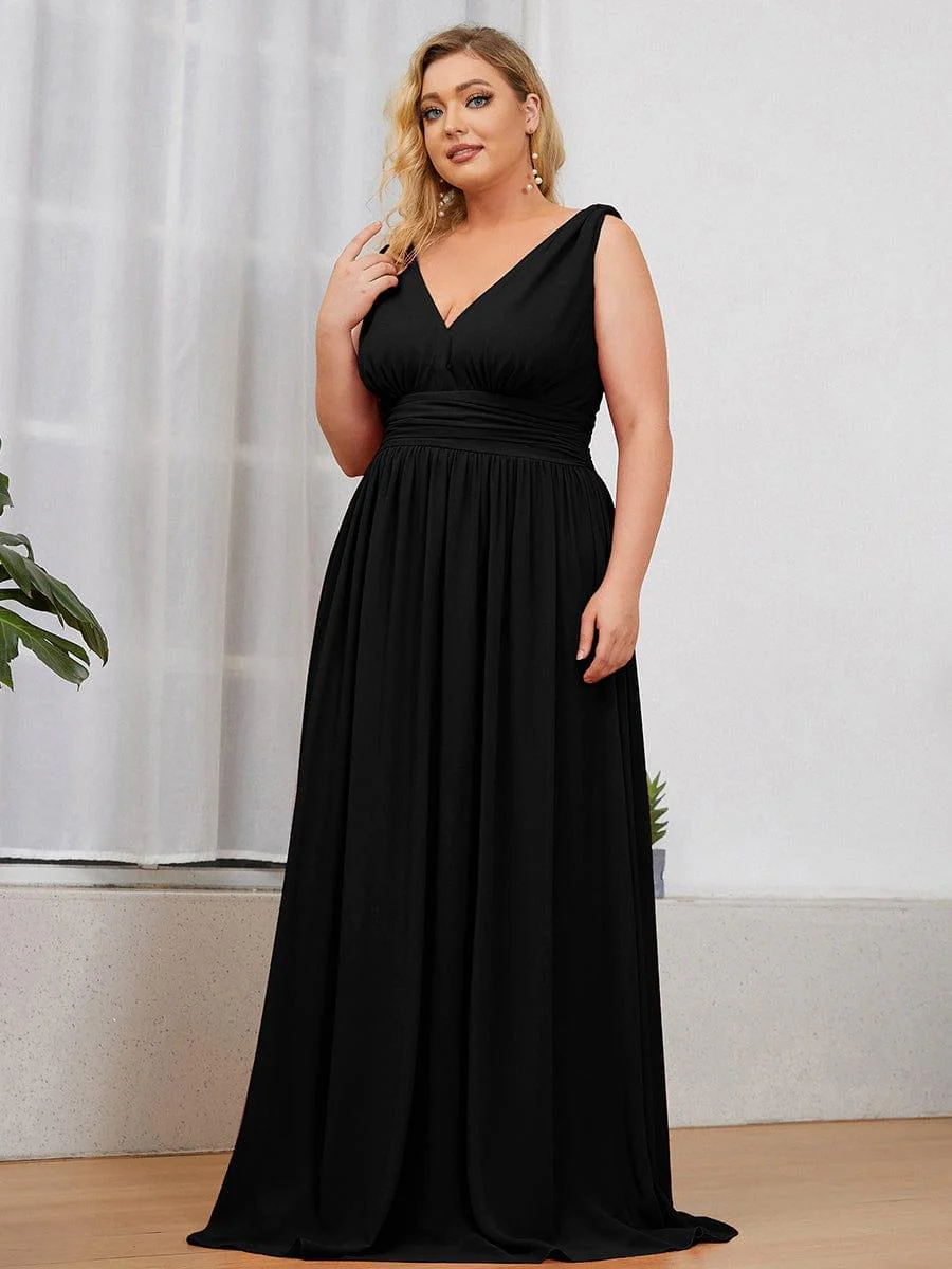 ever HUSH|Elegant Sleeveless V-Neck Maxi Chiffon Bridesmaid Dress - Image 31