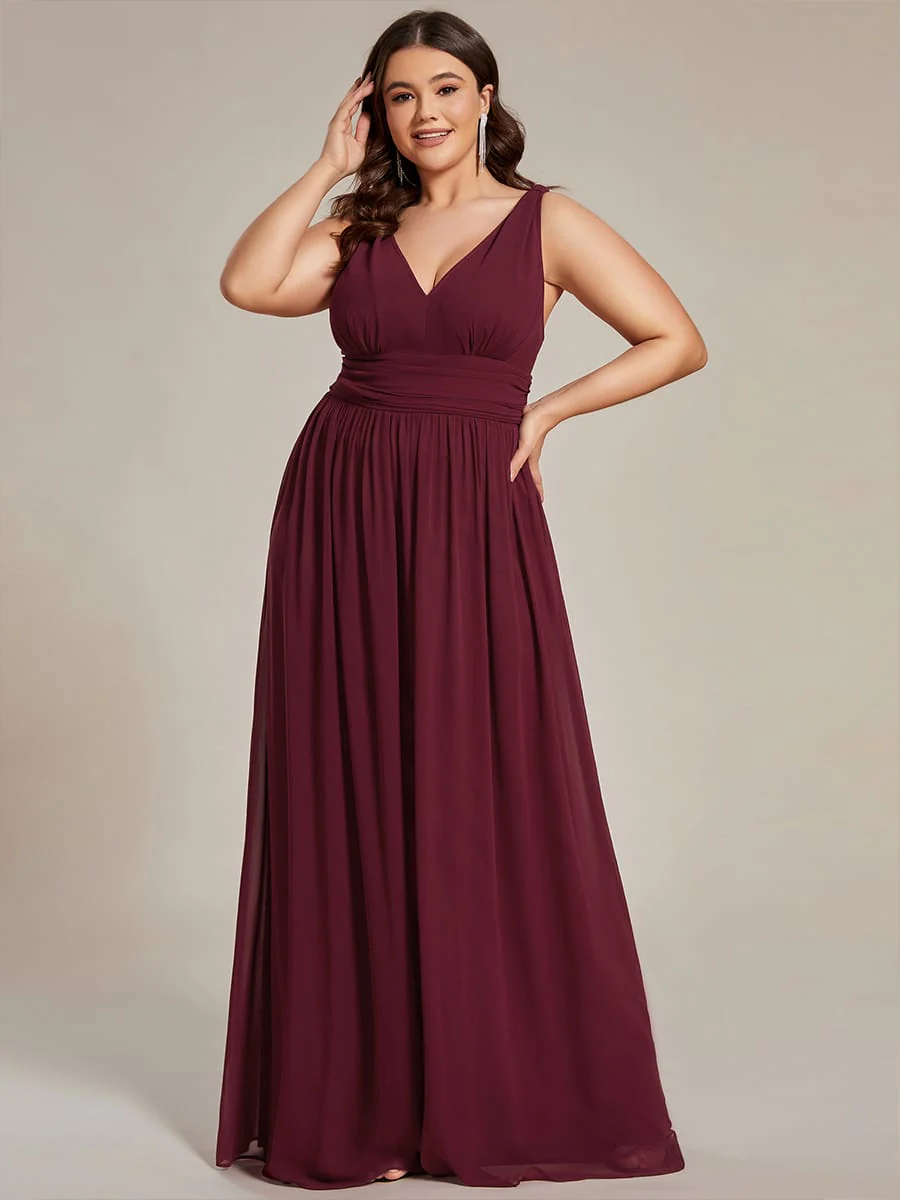 ever HUSH|Elegant Sleeveless V-Neck Maxi Chiffon Bridesmaid Dress - Image 41