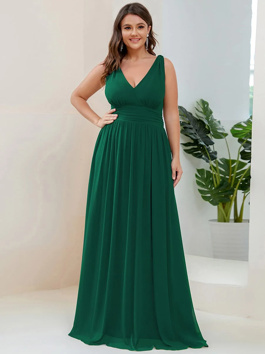 ever HUSH|Elegant Sleeveless V-Neck Maxi Chiffon Bridesmaid Dress - Image 48