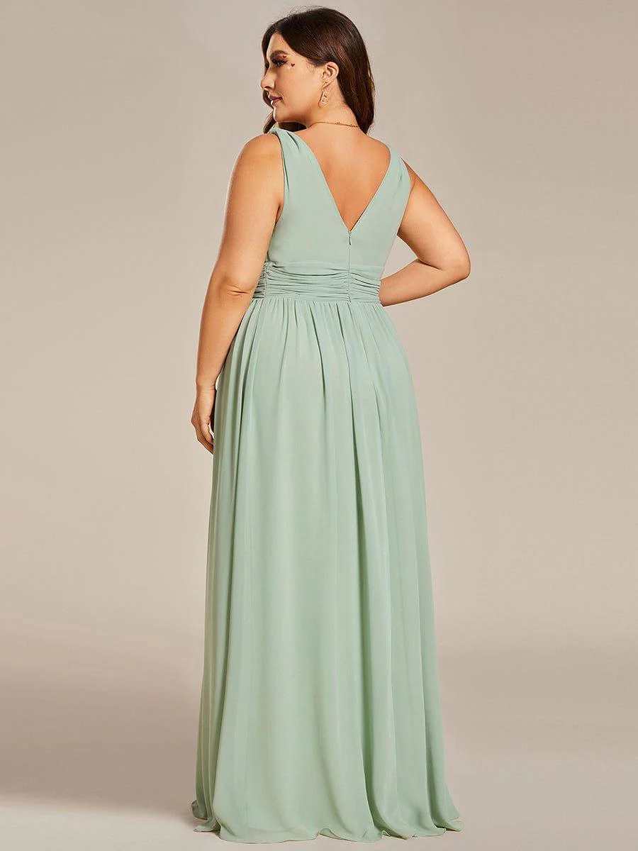 ever HUSH|Elegant Sleeveless V-Neck Maxi Chiffon Bridesmaid Dress - Image 65