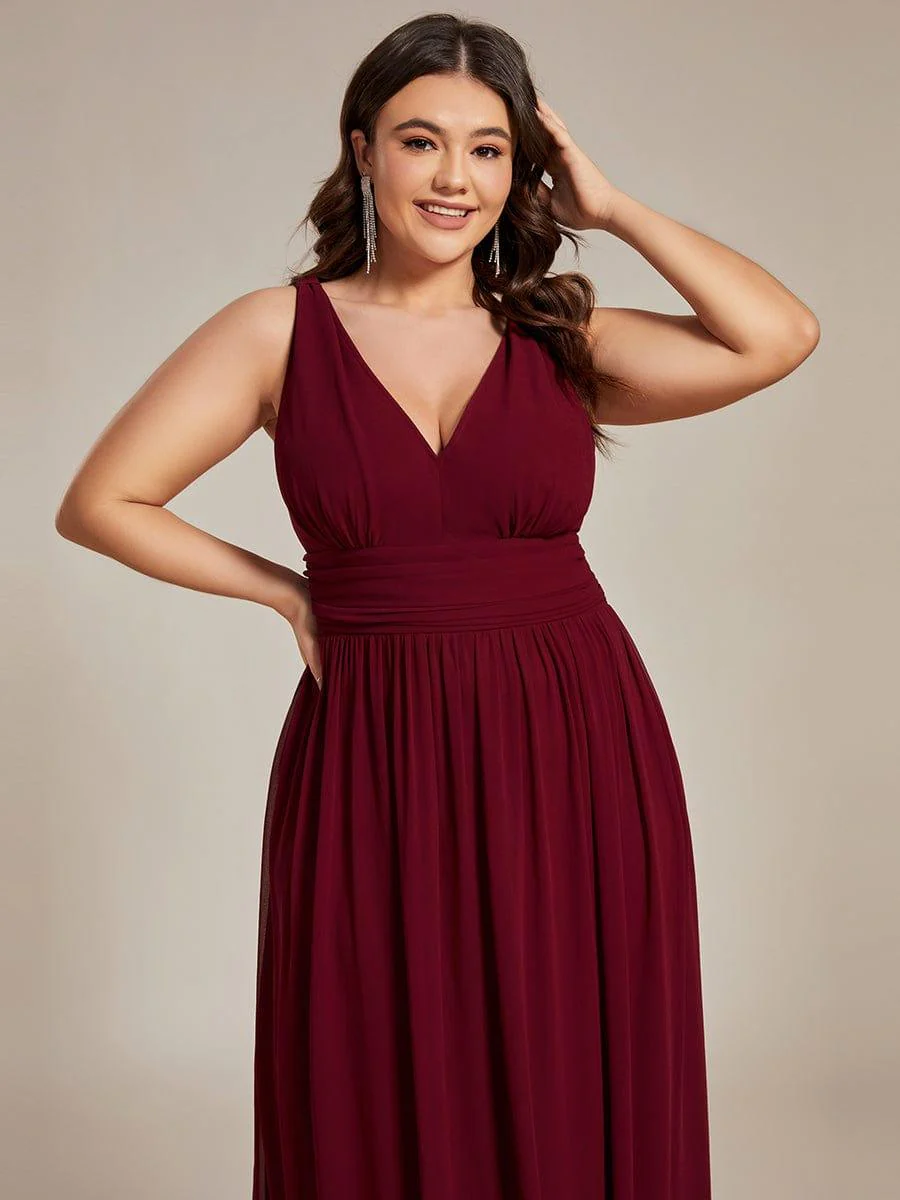 ever HUSH|Elegant Sleeveless V-Neck Maxi Chiffon Bridesmaid Dress - Image 75