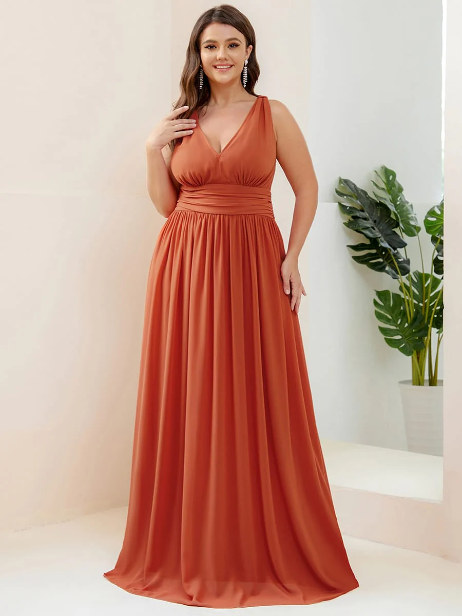 ever HUSH|Elegant Sleeveless V-Neck Maxi Chiffon Bridesmaid Dress - Image 76