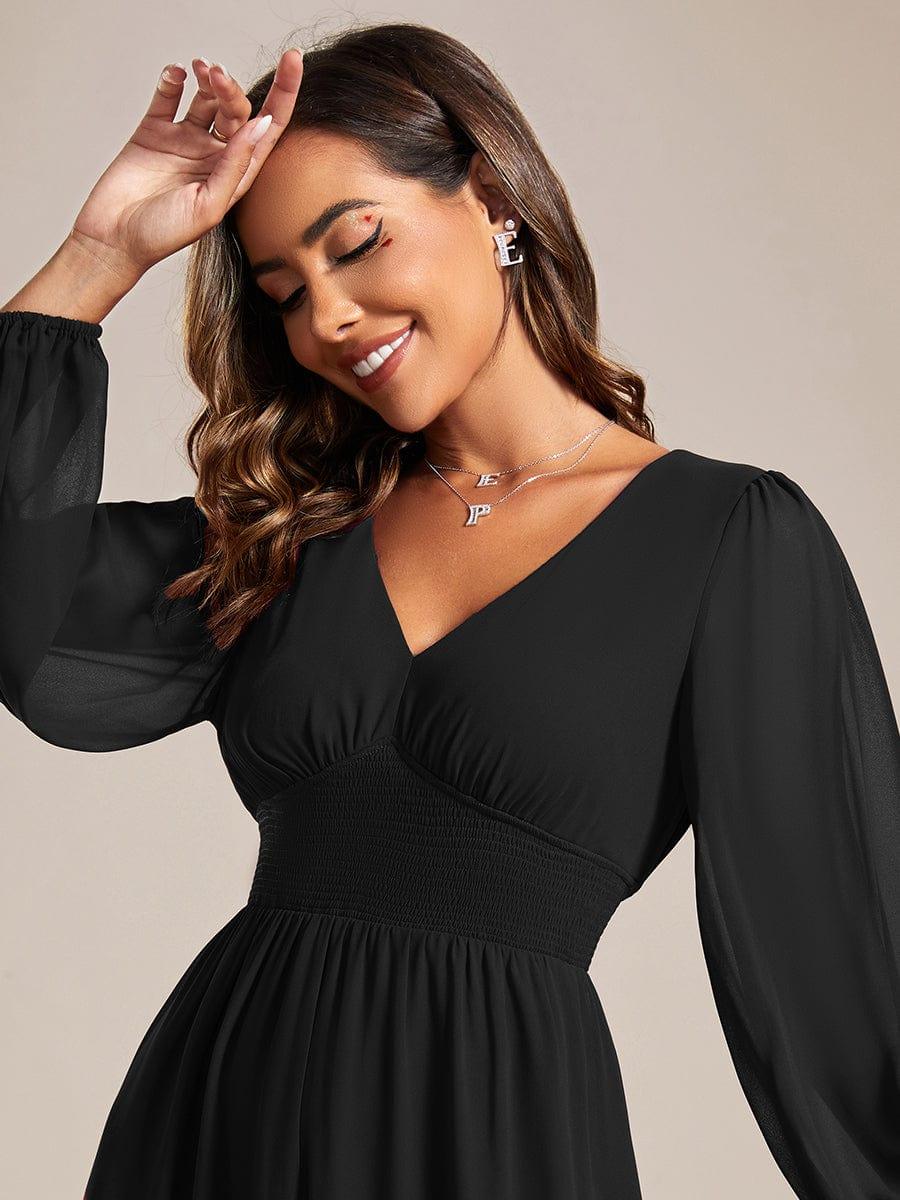 ever AMARA|Elegant V Neck Long Sleeves Midi Wedding Guest Dress - Image 15