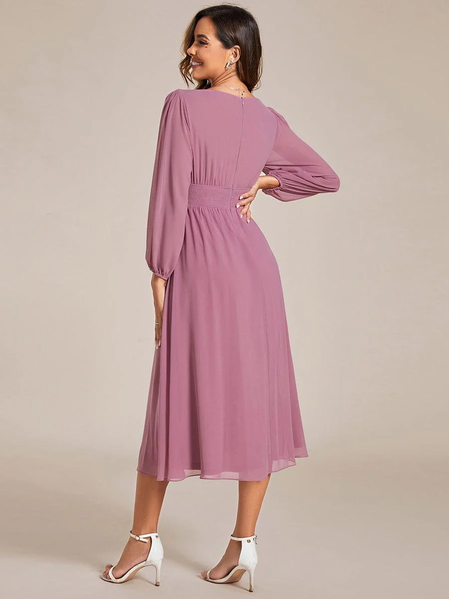 ever AMARA|Elegant V Neck Long Sleeves Midi Wedding Guest Dress - Image 20