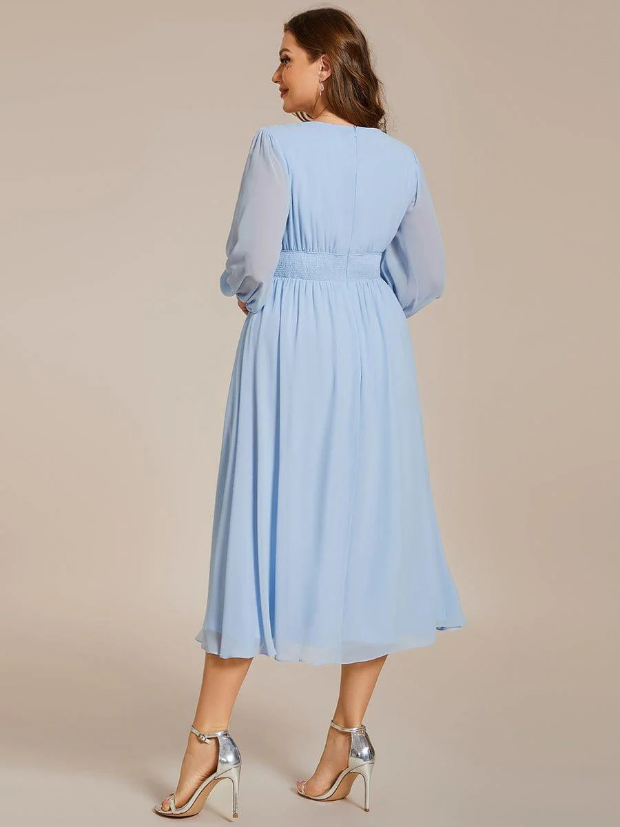 ever AMARA|Elegant V Neck Long Sleeves Midi Wedding Guest Dress - Image 28