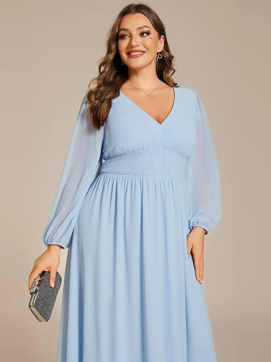 ever AMARA|Elegant V Neck Long Sleeves Midi Wedding Guest Dress - Image 29