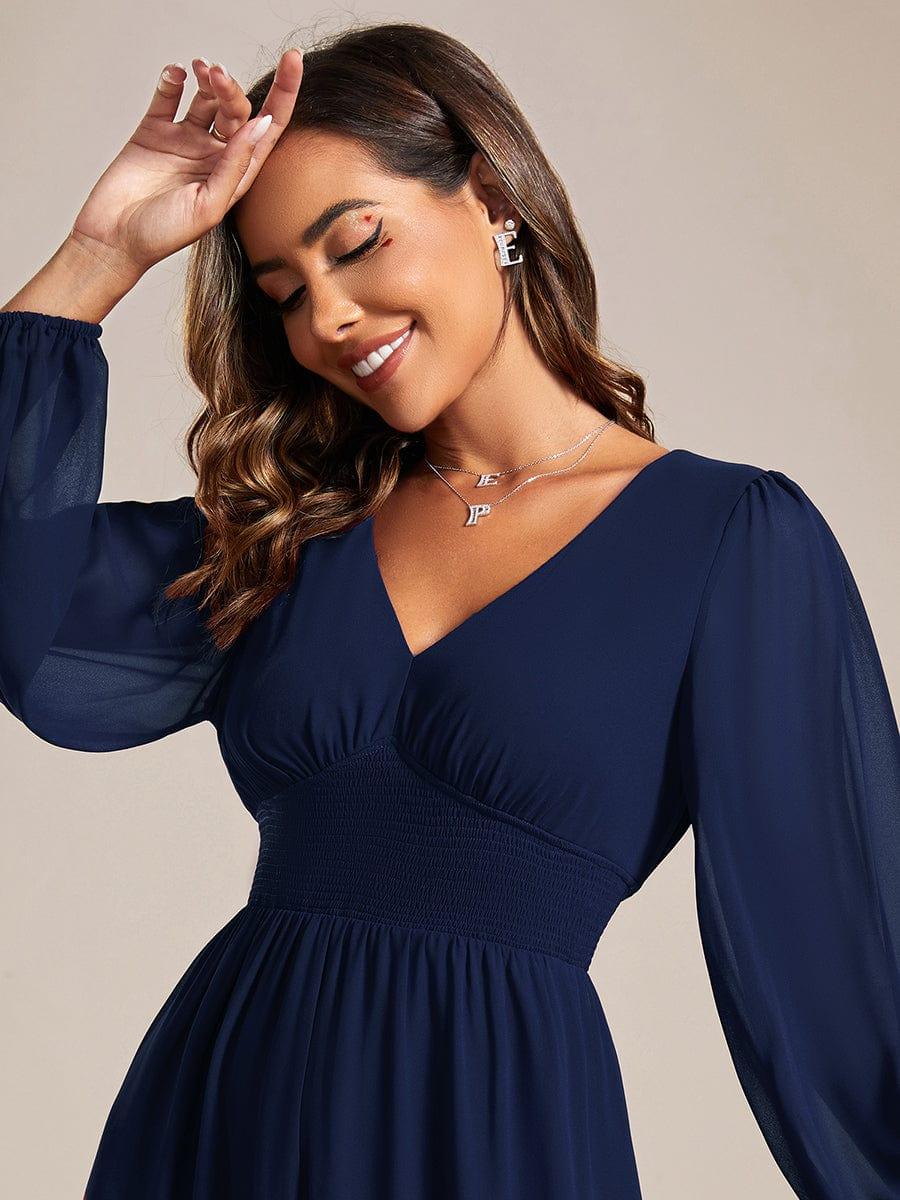 ever AMARA|Elegant V Neck Long Sleeves Midi Wedding Guest Dress - Image 34