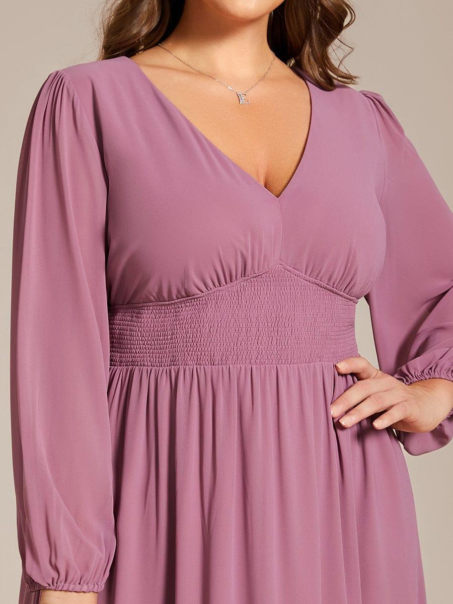 ever AMARA|Elegant V Neck Long Sleeves Midi Wedding Guest Dress - Image 49
