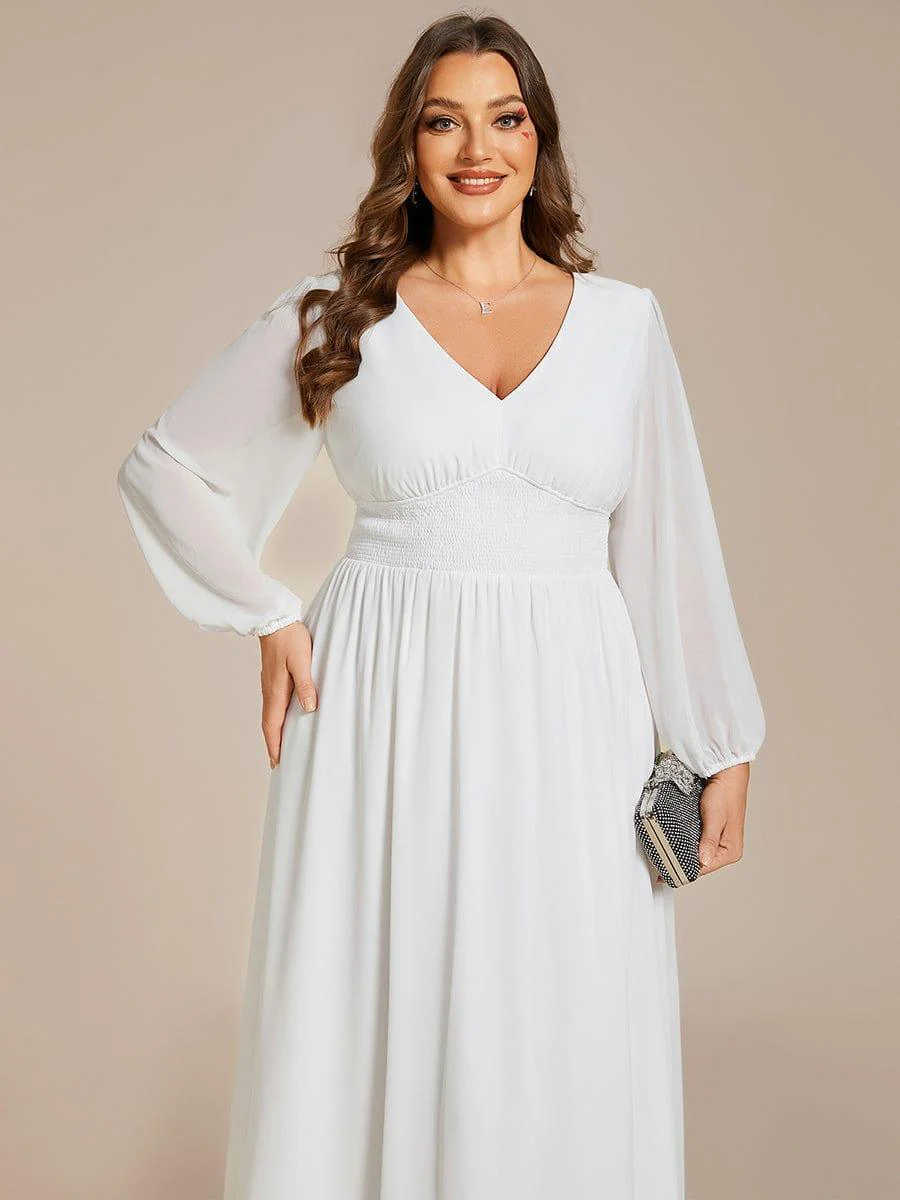 ever AMARA|Elegant V Neck Long Sleeves Midi Wedding Guest Dress - Image 59