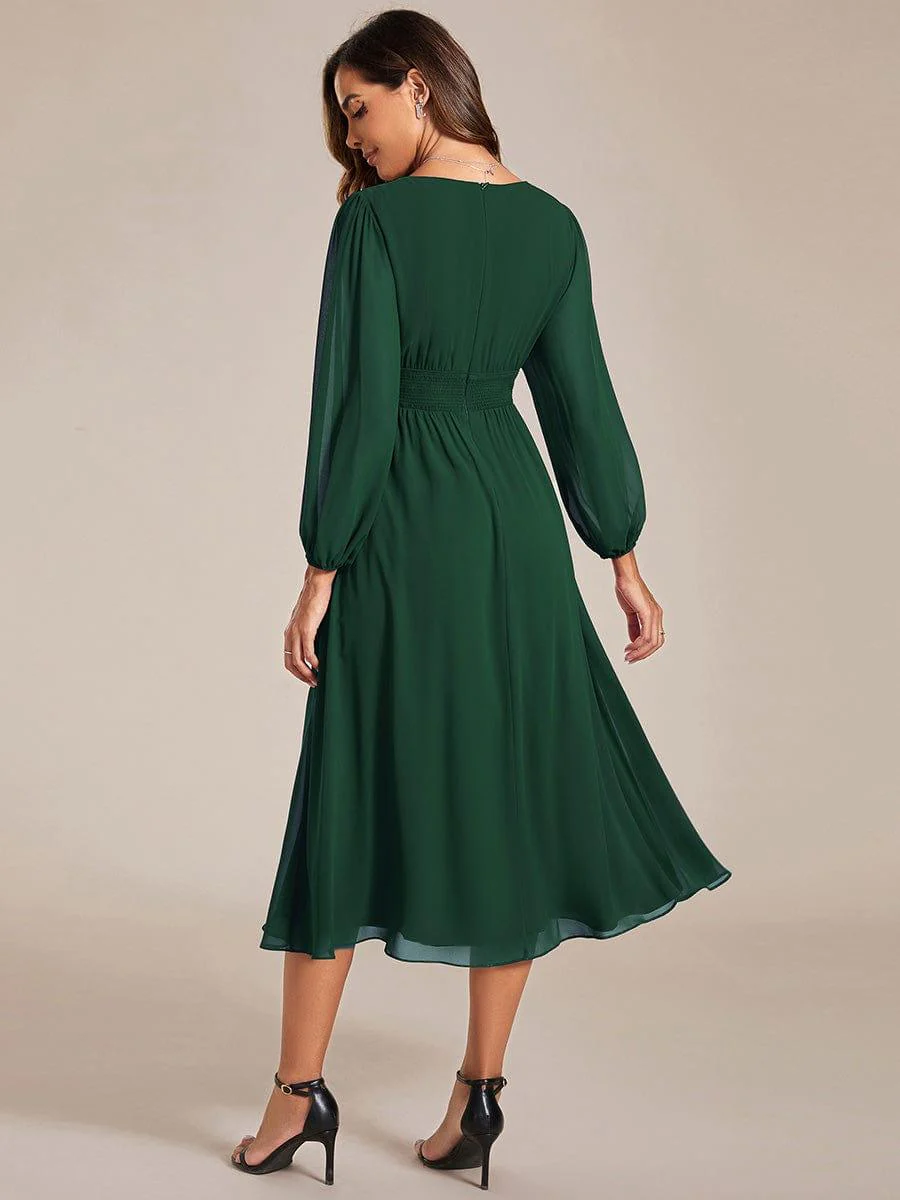 ever AMARA|Elegant V Neck Long Sleeves Midi Wedding Guest Dress - Image 70