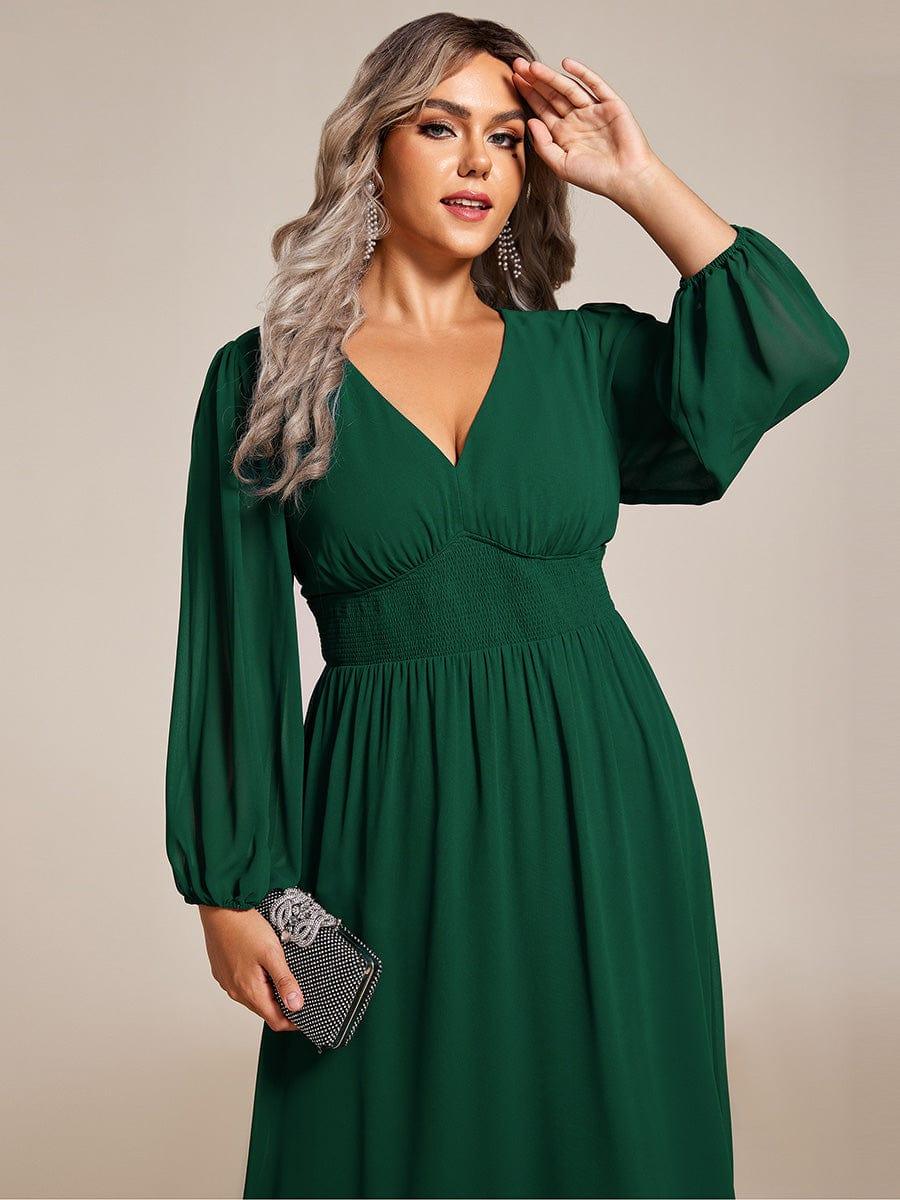 ever AMARA|Elegant V Neck Long Sleeves Midi Wedding Guest Dress - Image 76