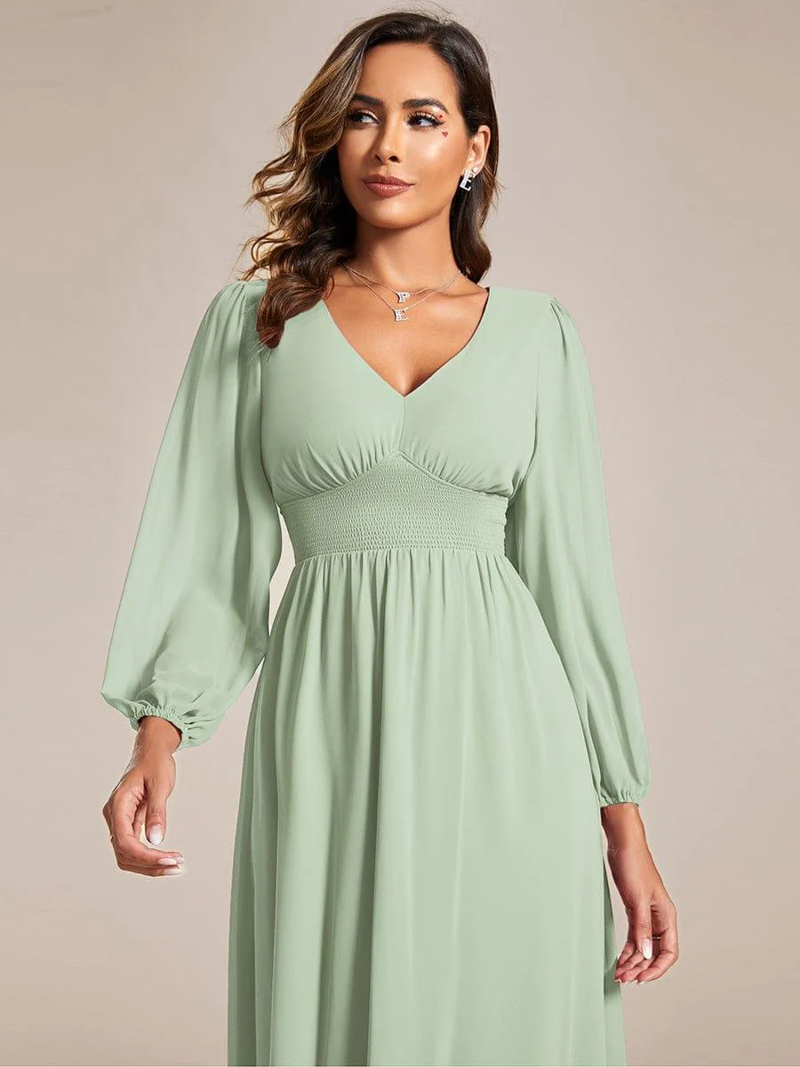 ever AMARA|Elegant V Neck Long Sleeves Midi Wedding Guest Dress - Image 78