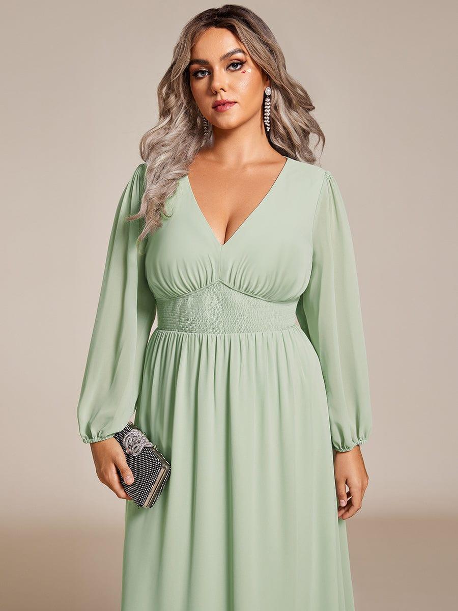 ever AMARA|Elegant V Neck Long Sleeves Midi Wedding Guest Dress - Image 83