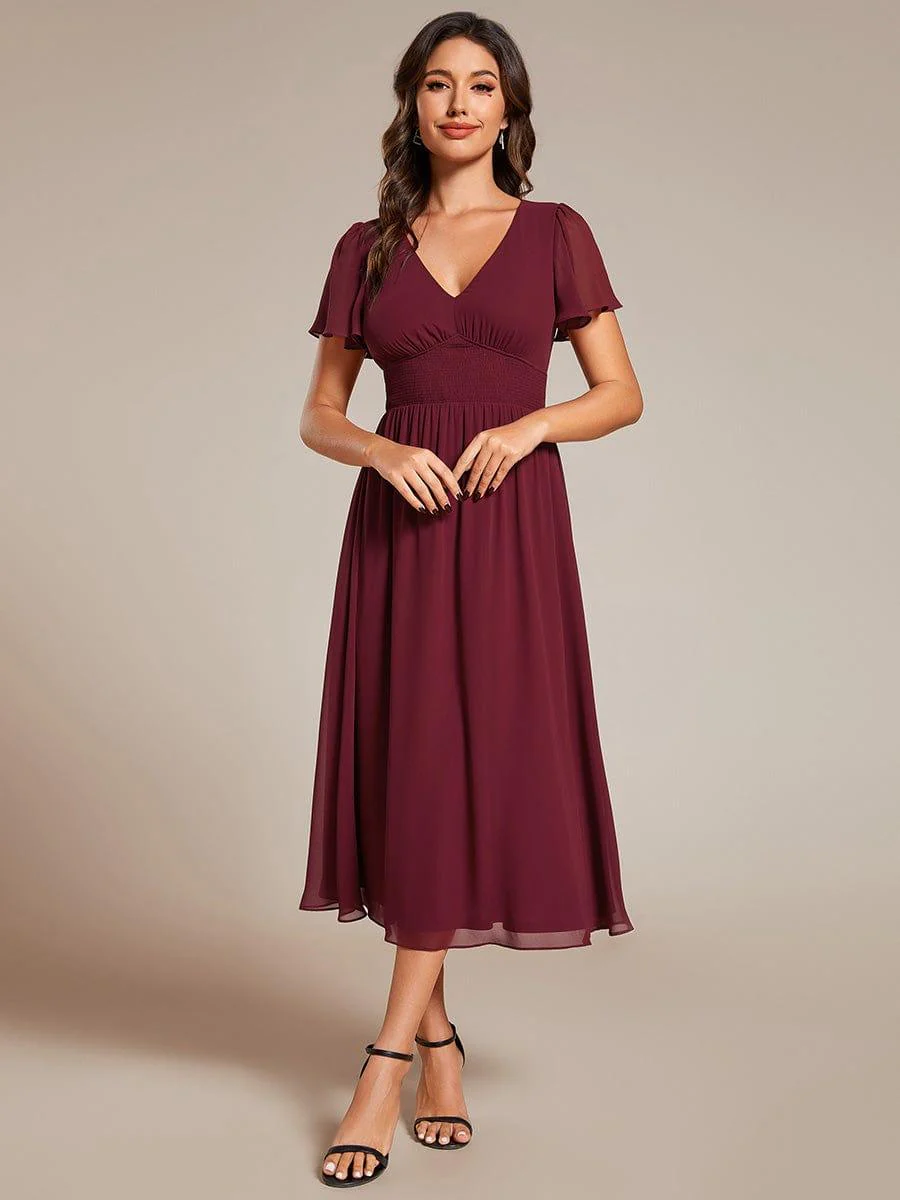 ever AMARA|Elegant V Neck Long Sleeves Midi Wedding Guest Dress - Image 87
