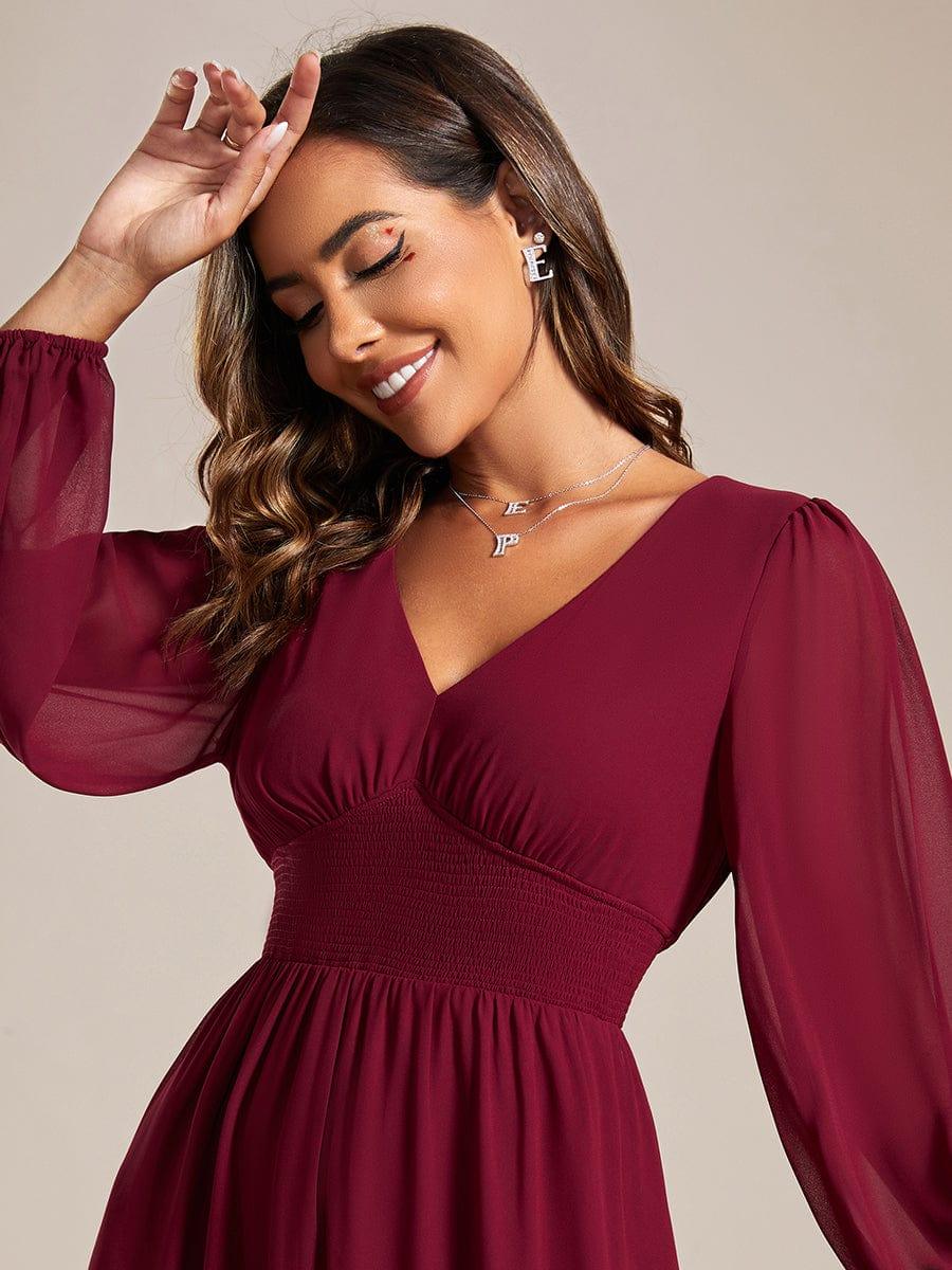 ever AMARA|Elegant V Neck Long Sleeves Midi Wedding Guest Dress - Image 9