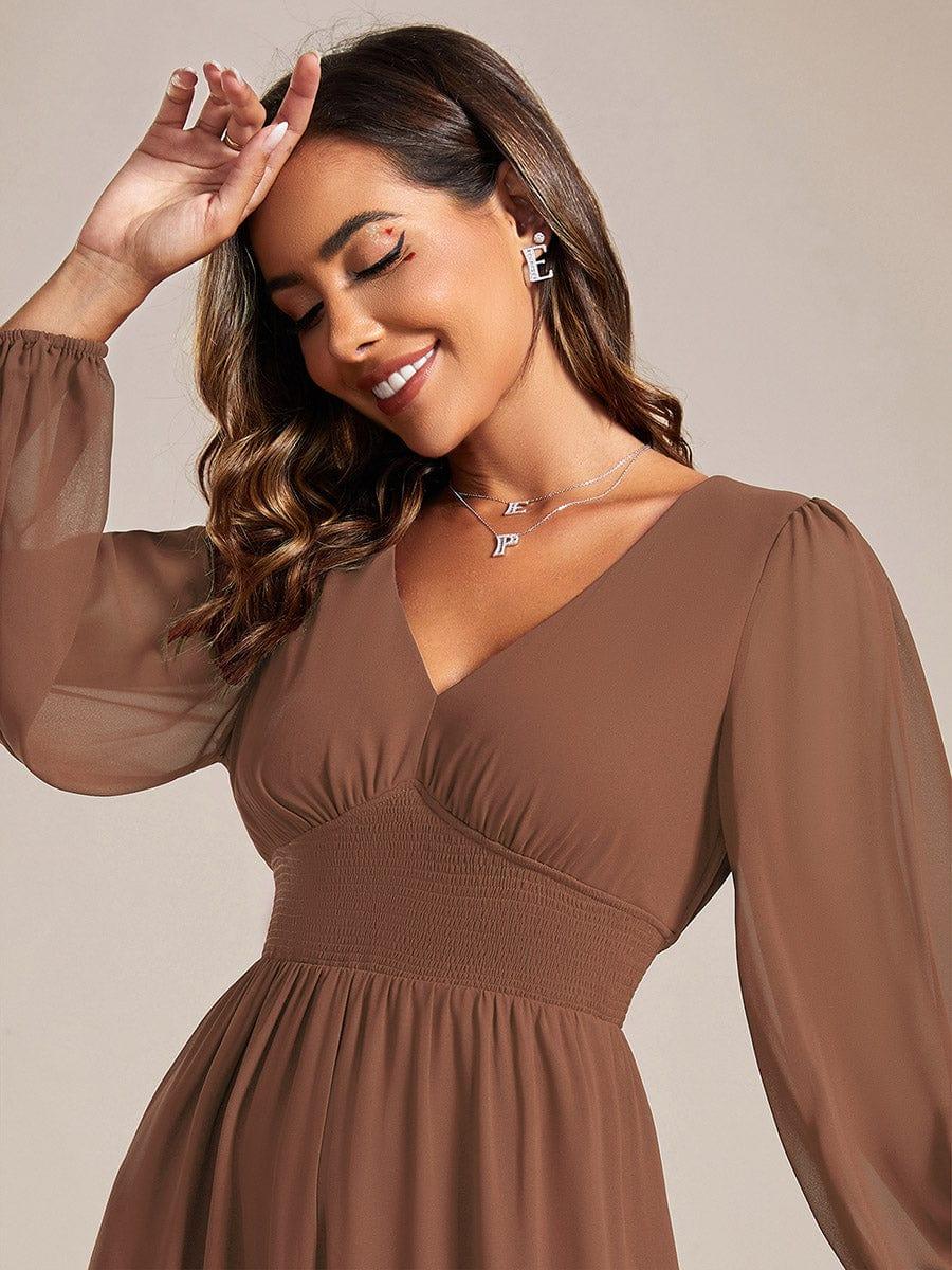 ever AMARA|Elegant V Neck Long Sleeves Midi Wedding Guest Dress - Image 93