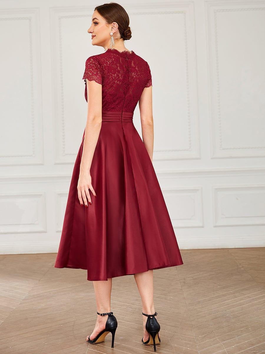 ever HARLEY|Embroidered Floral V Neck Short Sleeves Midi A-Line Formal Dress - Image 16