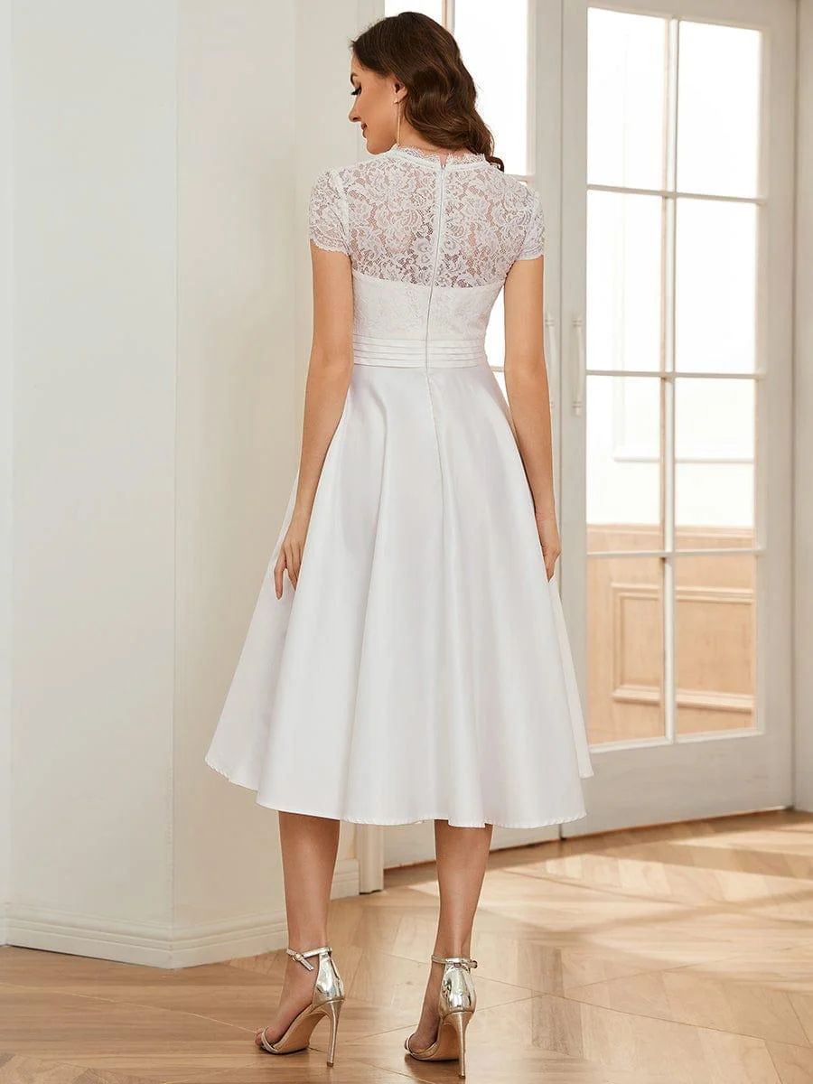 ever HARLEY|Embroidered Floral V Neck Short Sleeves Midi A-Line Formal Dress - Image 4