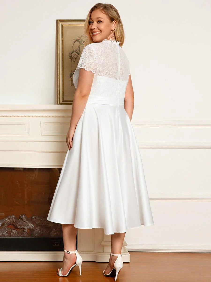 ever HARLEY|Embroidered Floral V Neck Short Sleeves Midi A-Line Formal Dress - Image 9