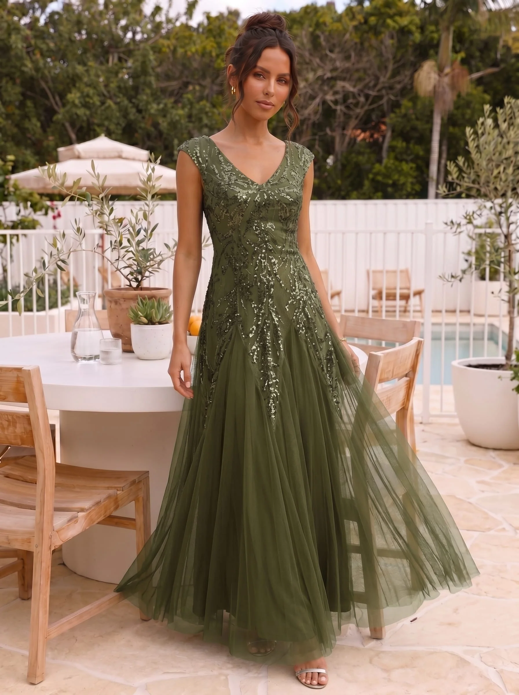 ever FREYA|Embroidered Sequin Cap Sleeve Dress