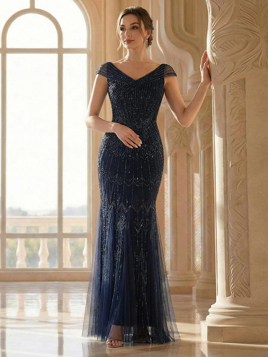 ever CABARET|Embroidered Sequin Drop Shoulder Sleeve Dress - Image 11