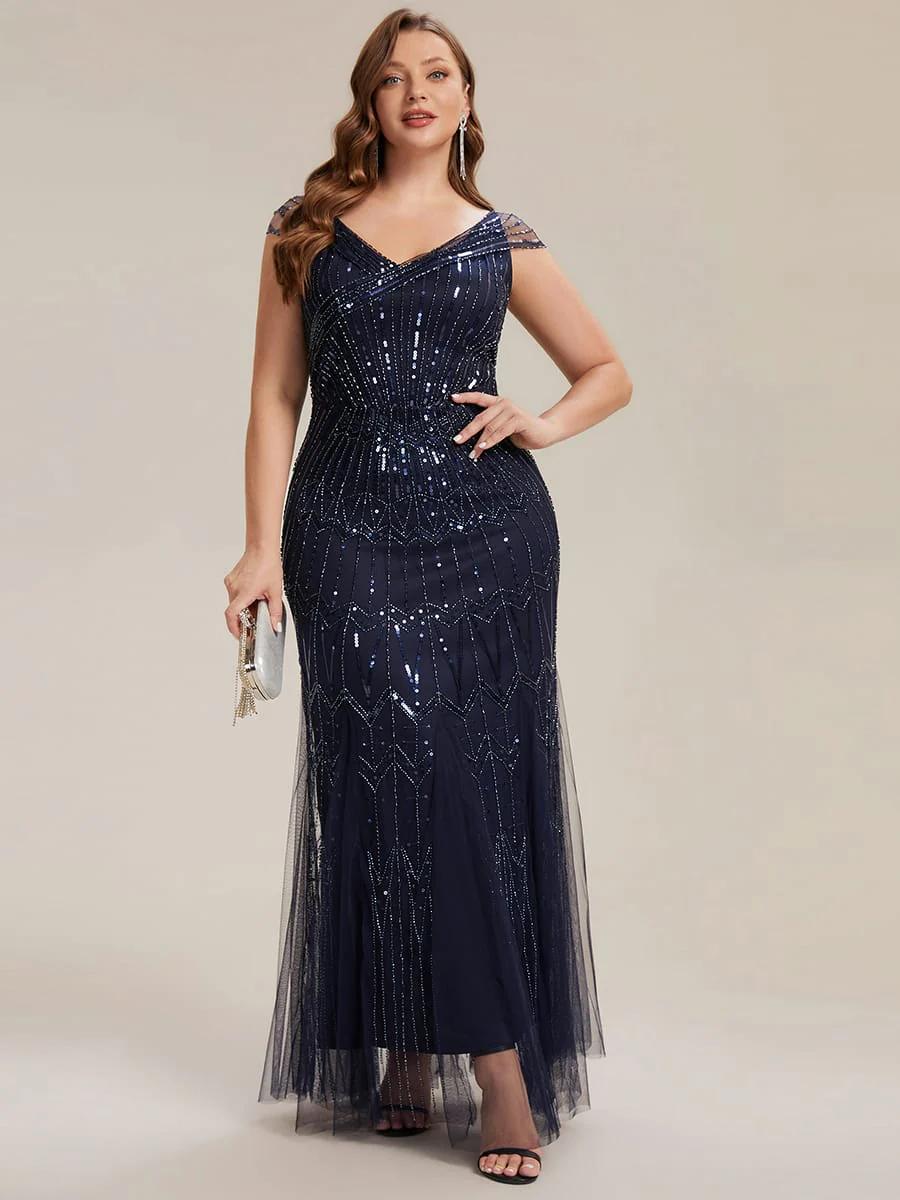 ever CABARET|Embroidered Sequin Drop Shoulder Sleeve Dress - Image 13