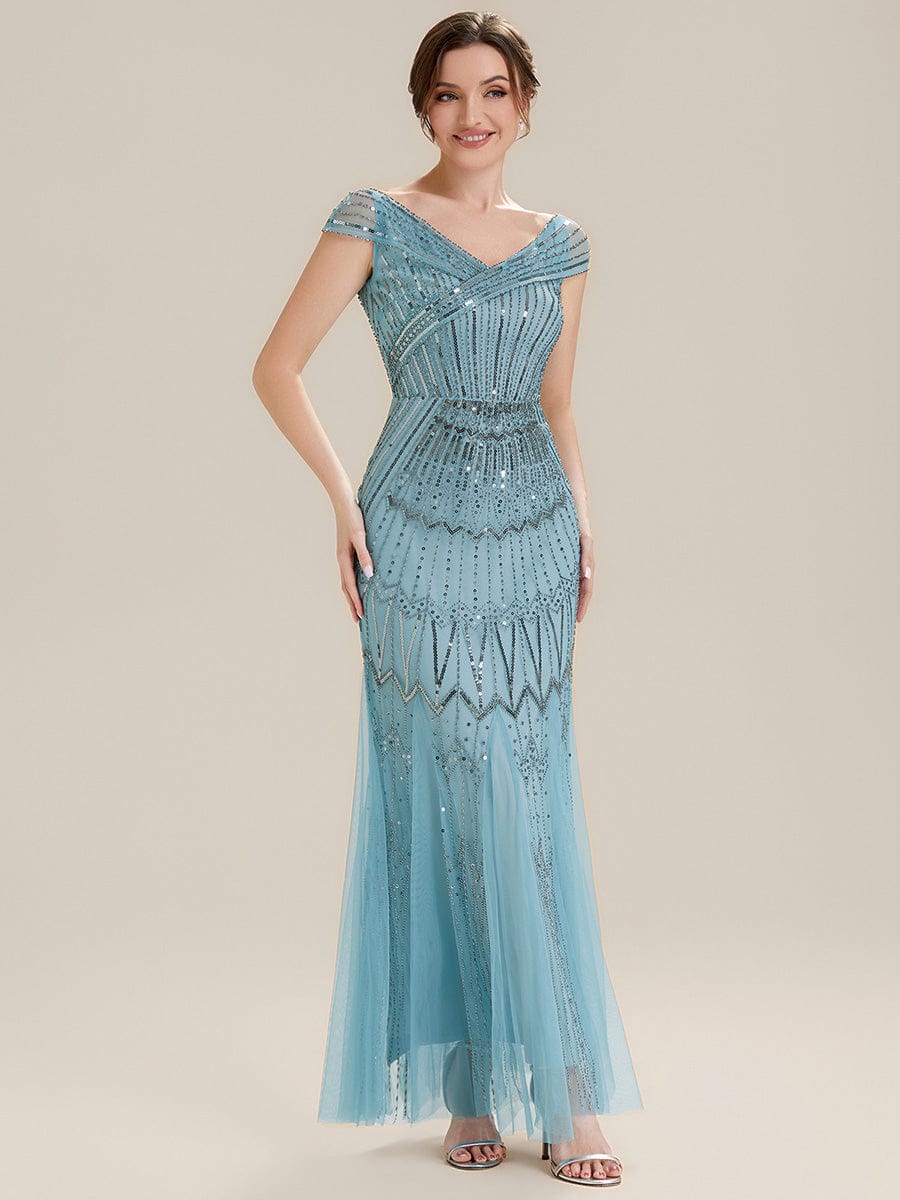 ever CABARET|Embroidered Sequin Drop Shoulder Sleeve Dress - Image 3