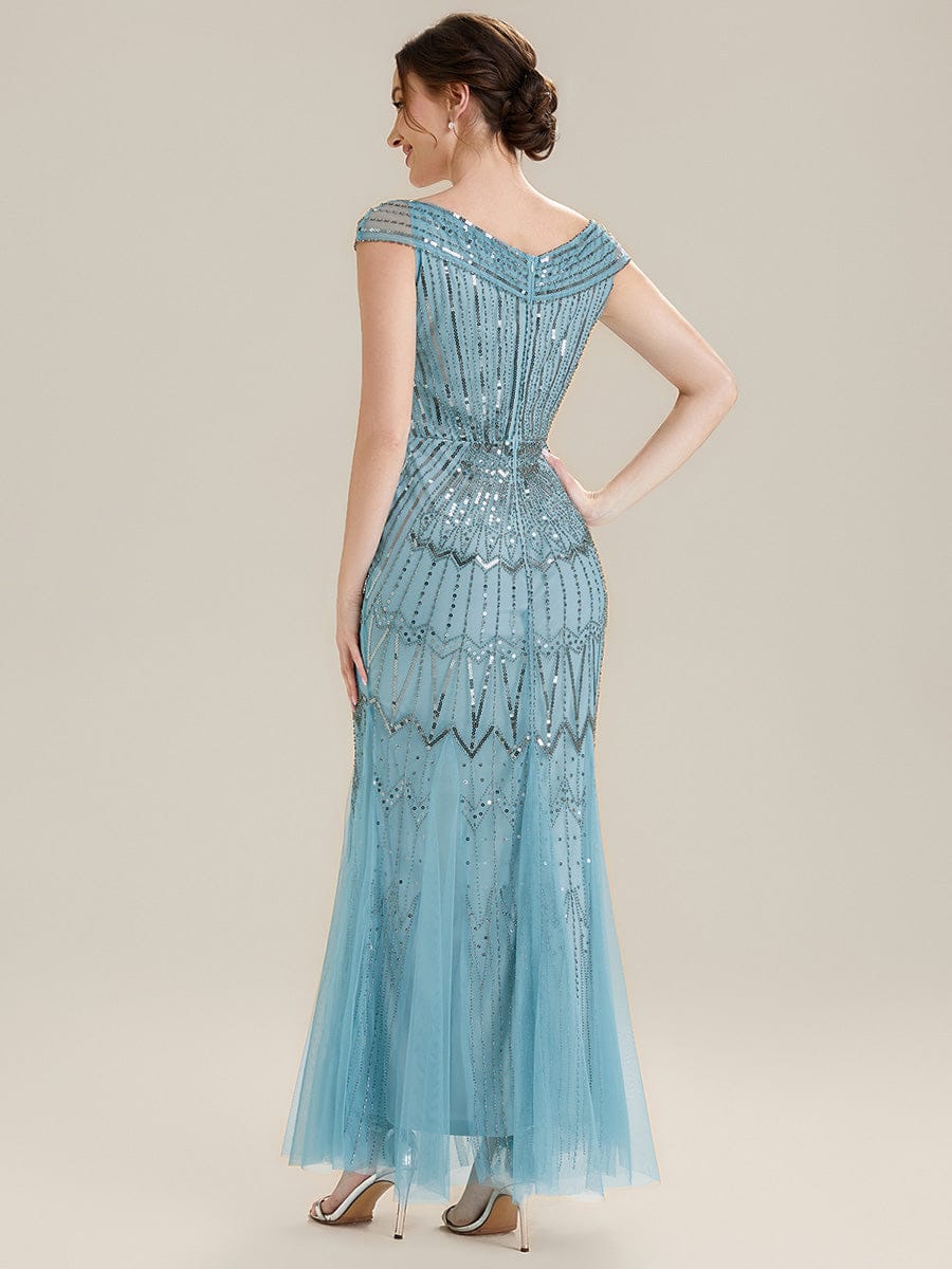 ever CABARET|Embroidered Sequin Drop Shoulder Sleeve Dress - Image 4