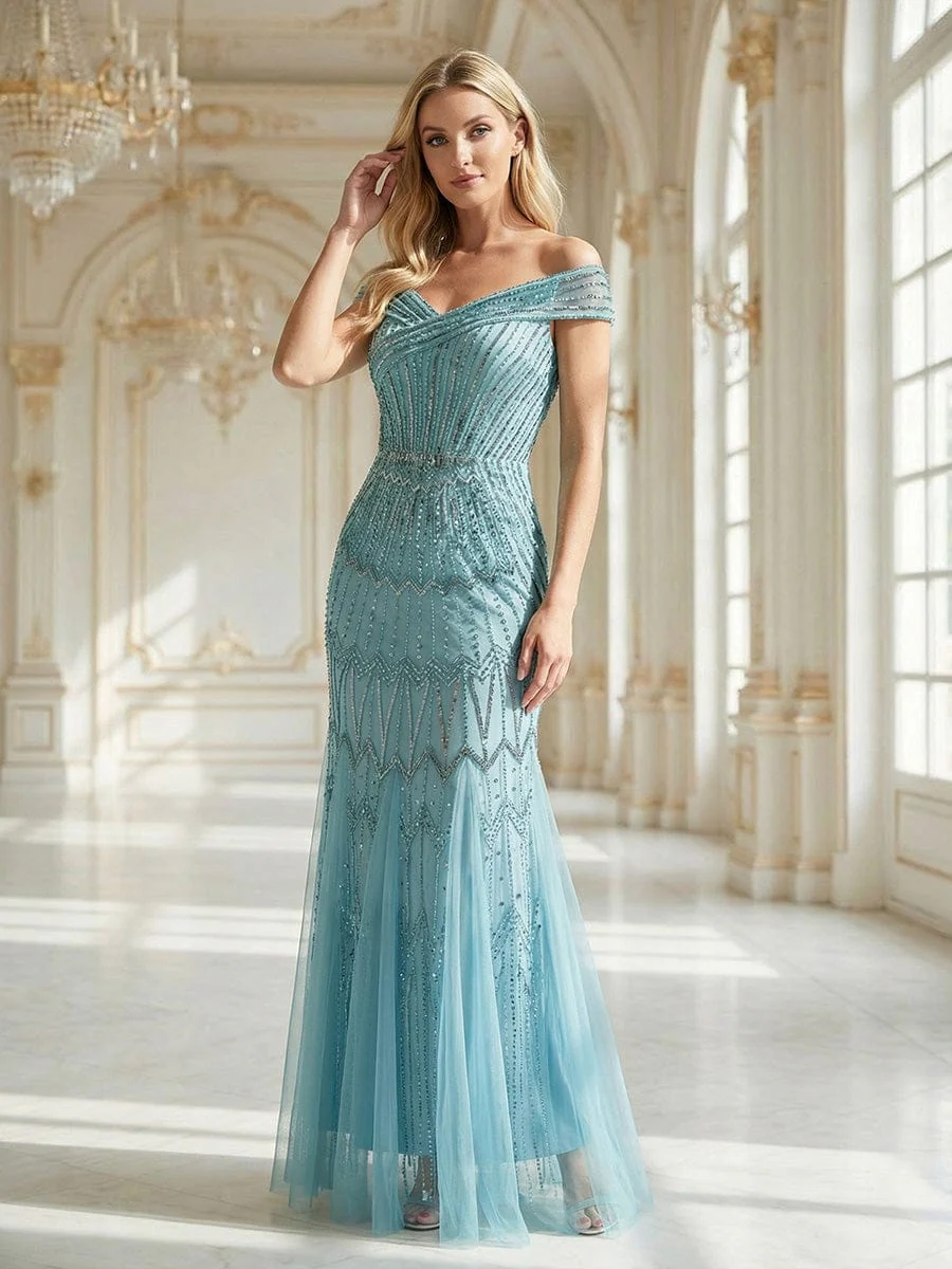 ever CABARET|Embroidered Sequin Drop Shoulder Sleeve Dress - Image 6